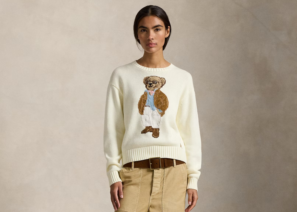Polo Ralph Lauren Polo Bear Cotton Crewneck Jumper Parchment Cream
