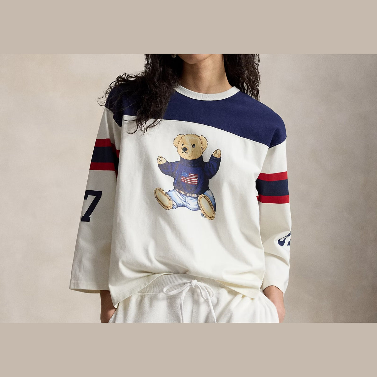 Polo Ralph Lauren Polo Bear Cotton Jersey T-Shirt Warm White Newport Navy