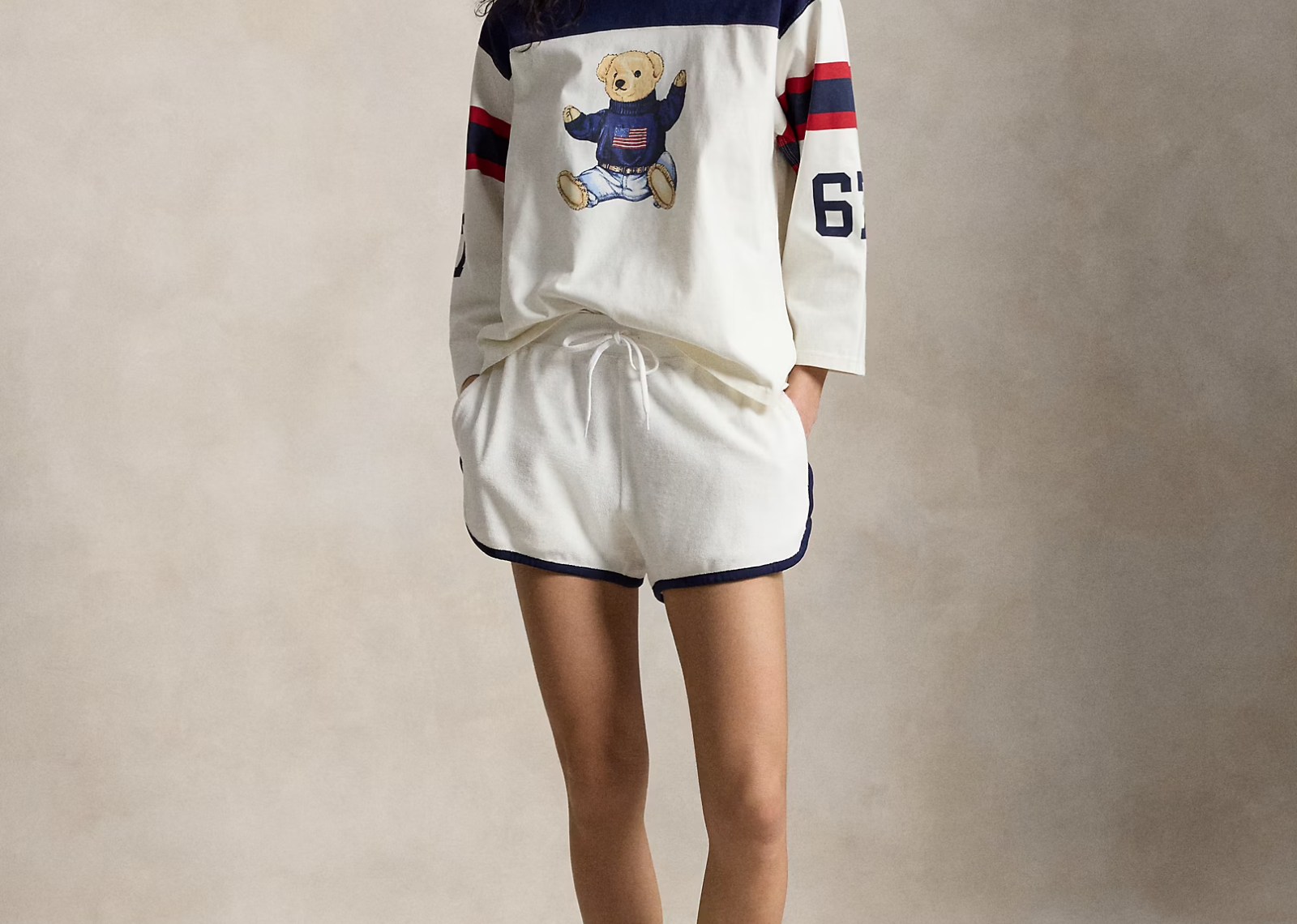 Polo Ralph Lauren Polo Bear Cotton Jersey T-Shirt Warm White Newport Navy