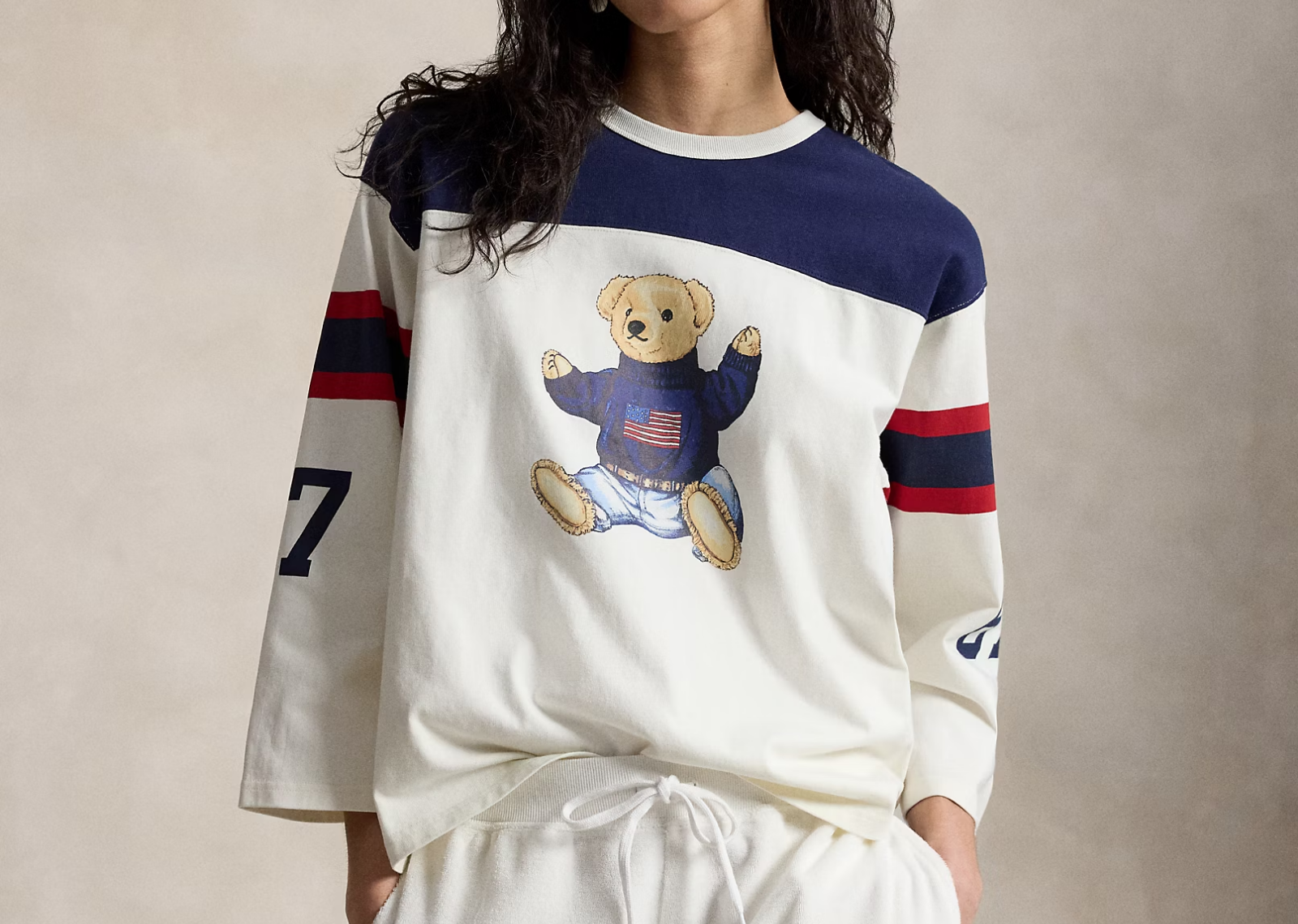 Polo Ralph Lauren Polo Bear Cotton Jersey T-Shirt Warm White Newport Navy
