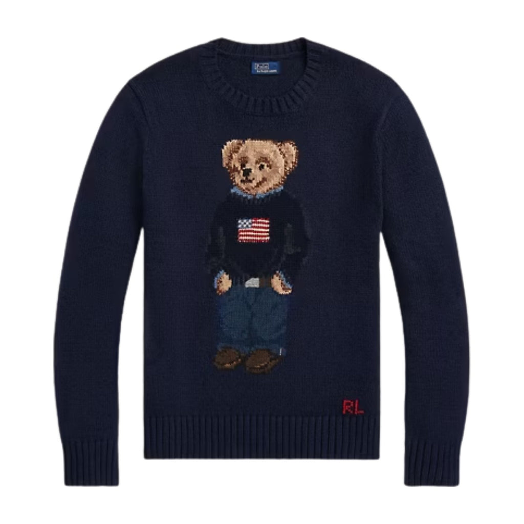 Polo Ralph Lauren Polo Bear Cotton Linen Jumper Navy Multi