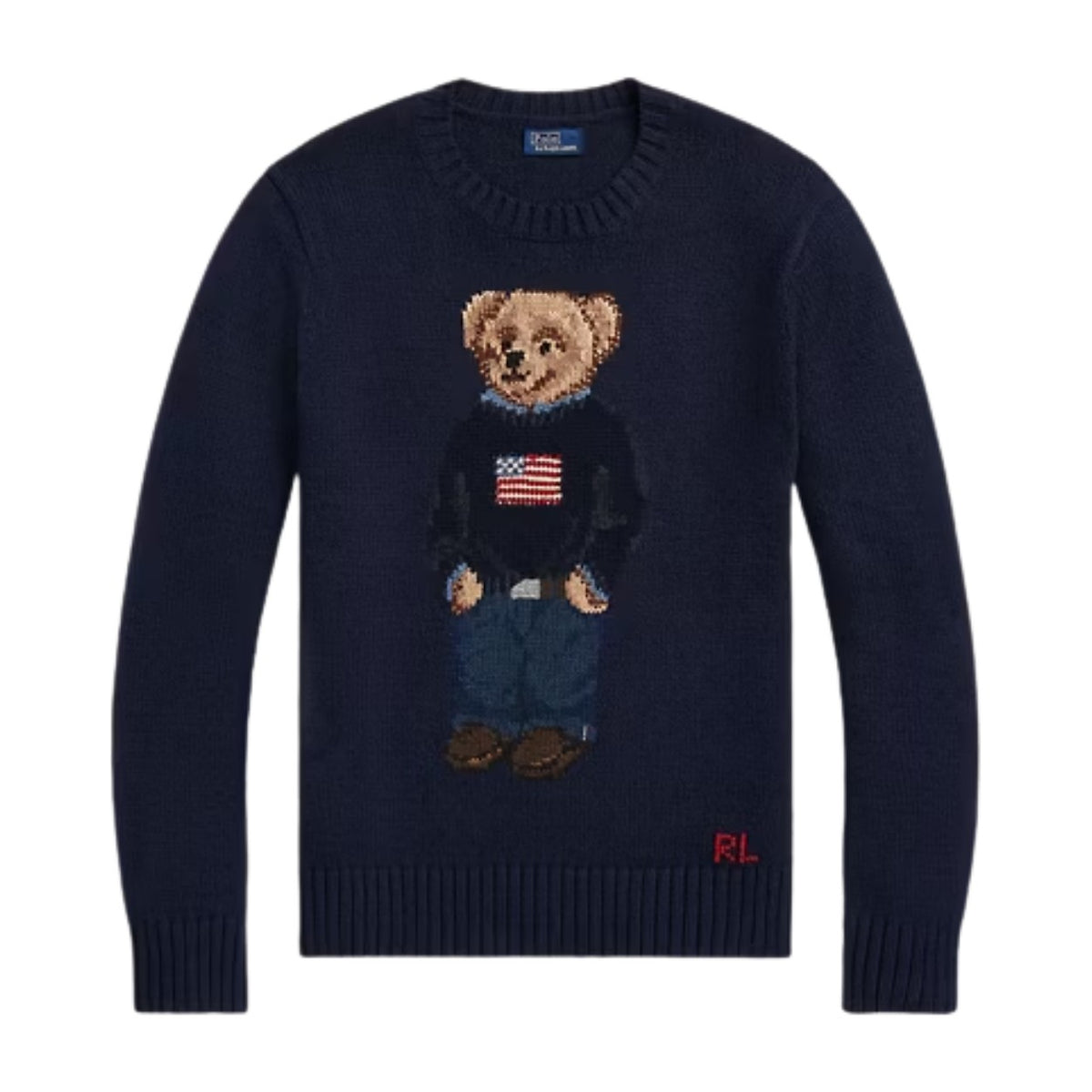 Polo Ralph Lauren Polo Bear Cotton Linen Jumper Navy Multi