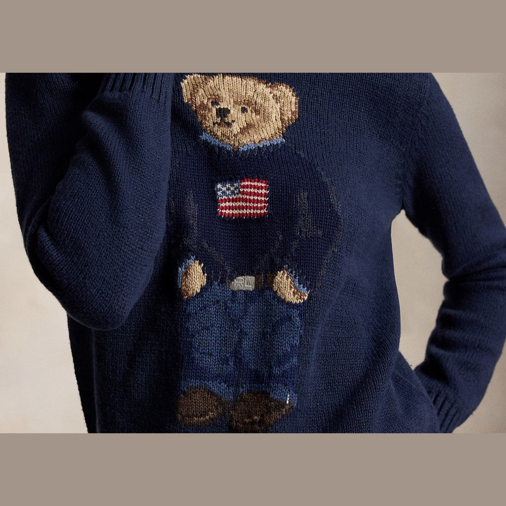 Polo Ralph Lauren Polo Bear Cotton Linen Jumper Navy Multi