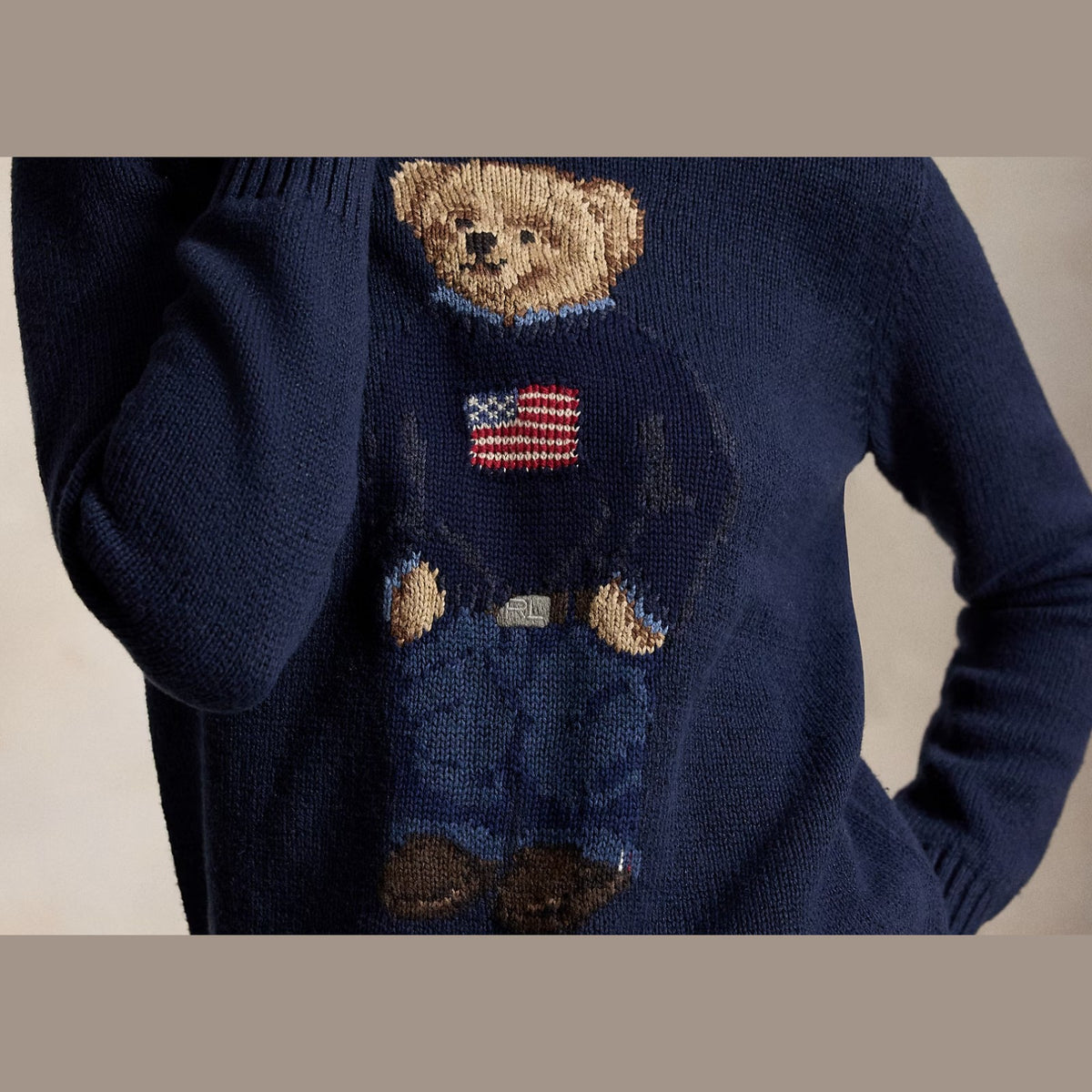 Polo Ralph Lauren Polo Bear Cotton Linen Jumper Navy Multi