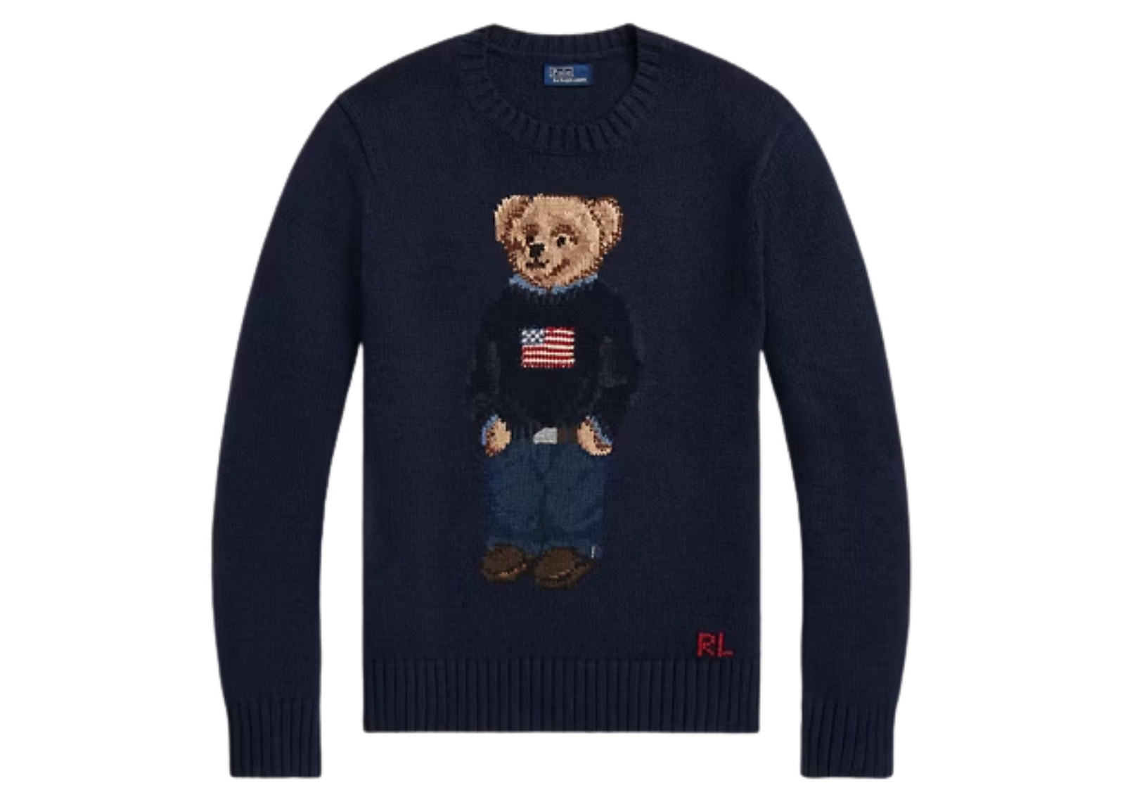 Polo Ralph Lauren Polo Bear Cotton Linen Jumper Navy Multi