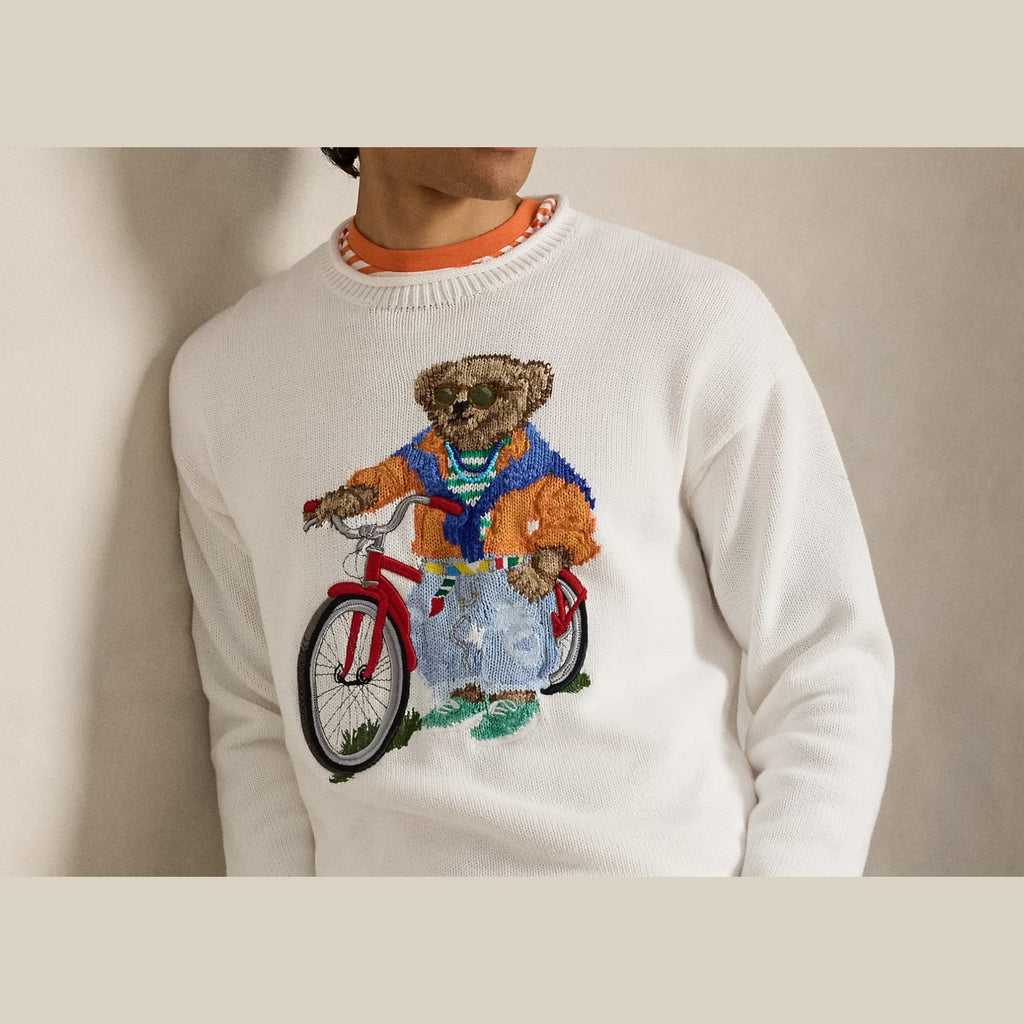 Polo Ralph Lauren Polo Bear Cotton Roll Neck Jumper Deckwash White
