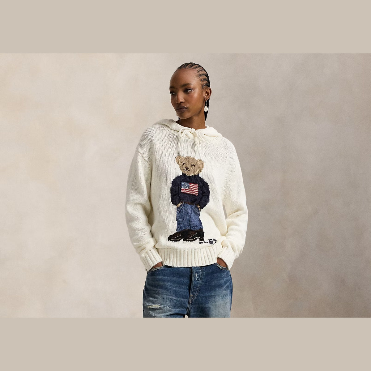 Polo Ralph Lauren Polo Bear Hooded Jumper Parchment Cream