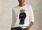 Polo Ralph Lauren Polo Bear Linen Cotton Crewneck Jumper Deckwash White Multi