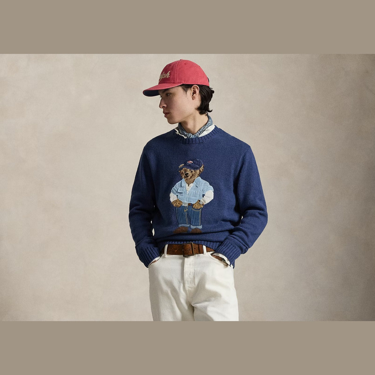 Polo Ralph Lauren Polo Bear Linen Cotton Jumper Light Navy