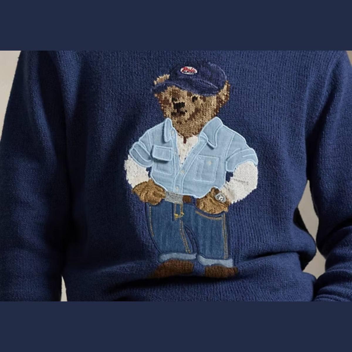 Polo Ralph Lauren Polo Bear Linen Cotton Jumper Light Navy
