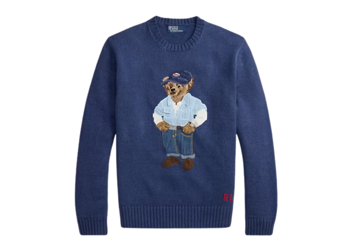 Polo Ralph Lauren Polo Bear Linen Cotton Jumper Light Navy