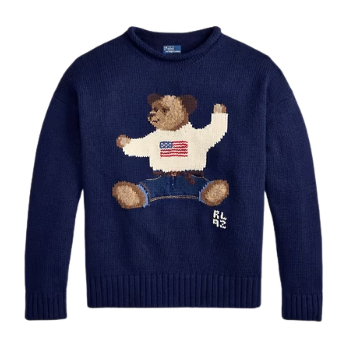 Polo Ralph Lauren Polo Bear Roll Neck Jumper Newport Navy Multi