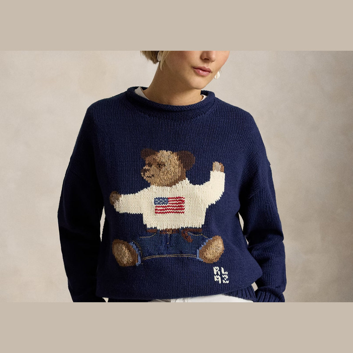 Polo Ralph Lauren Polo Bear Roll Neck Jumper Newport Navy Multi