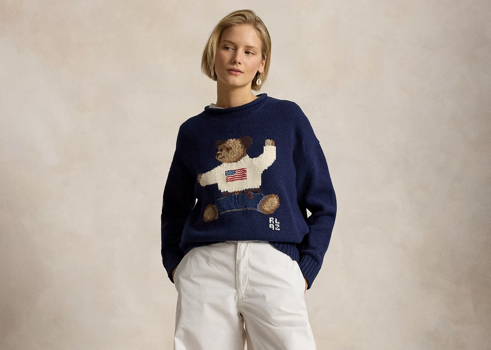 Polo Ralph Lauren Polo Bear Roll Neck Jumper Newport Navy Multi