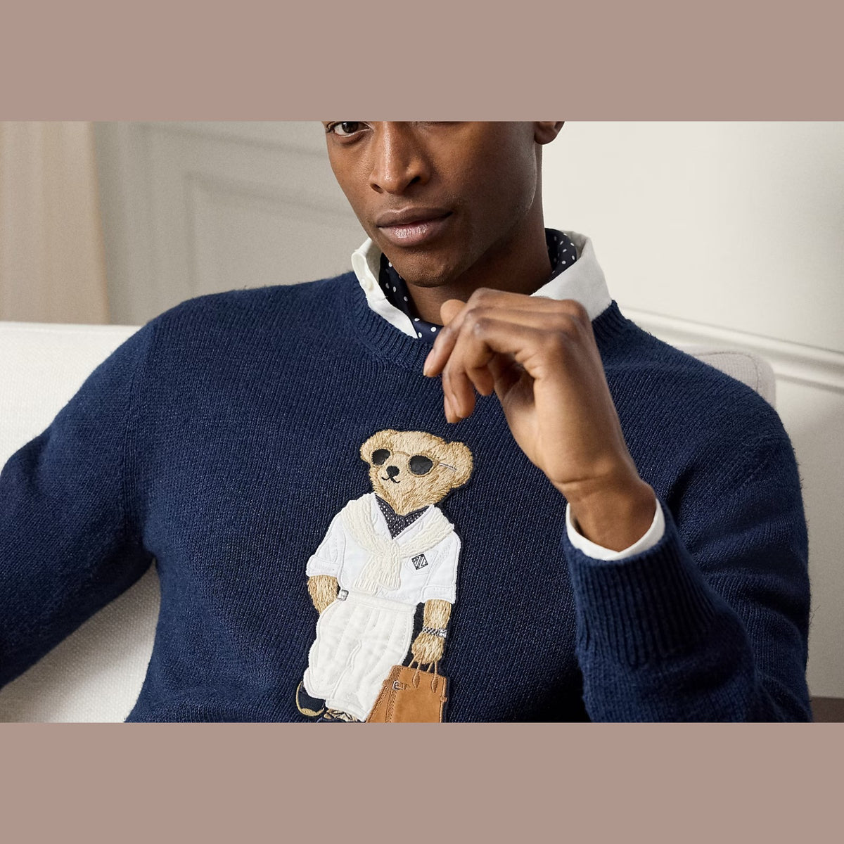 Polo Ralph Lauren Polo Bear Silk Linen Jumper Classic Chairman Navy