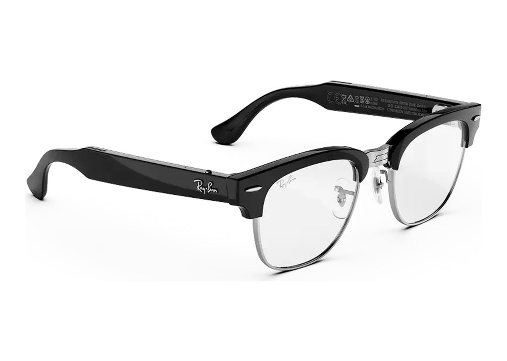 Ray-Ban Meta Clubmaster Audio AI Smart Glasses Clear Lens Shiny Black