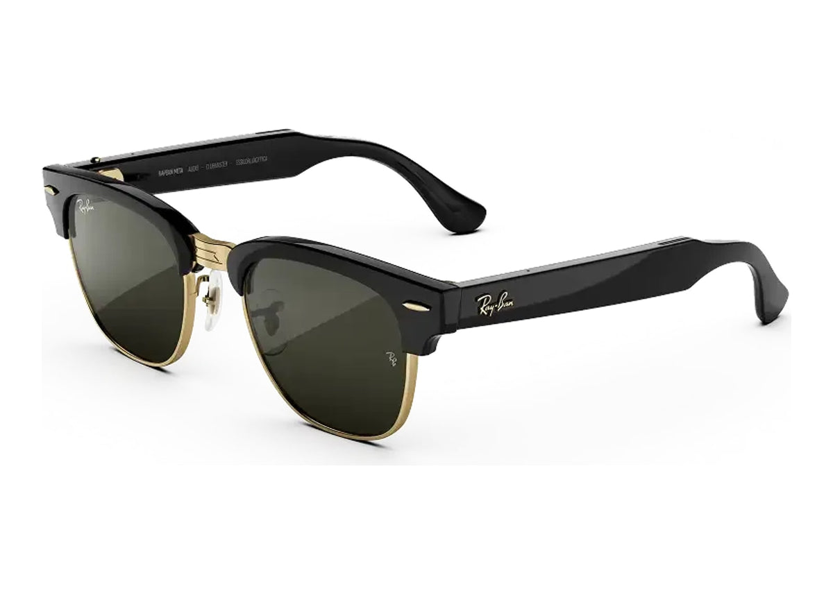 Ray-Ban Meta Clubmaster Audio AI Smart Glasses Green Lens Shiny Black