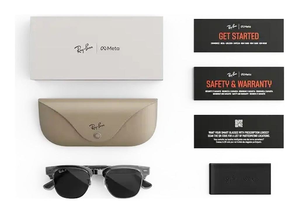 Ray-Ban Meta Clubmaster Audio AI Smart Glasses Polarized Grey Lens Iron