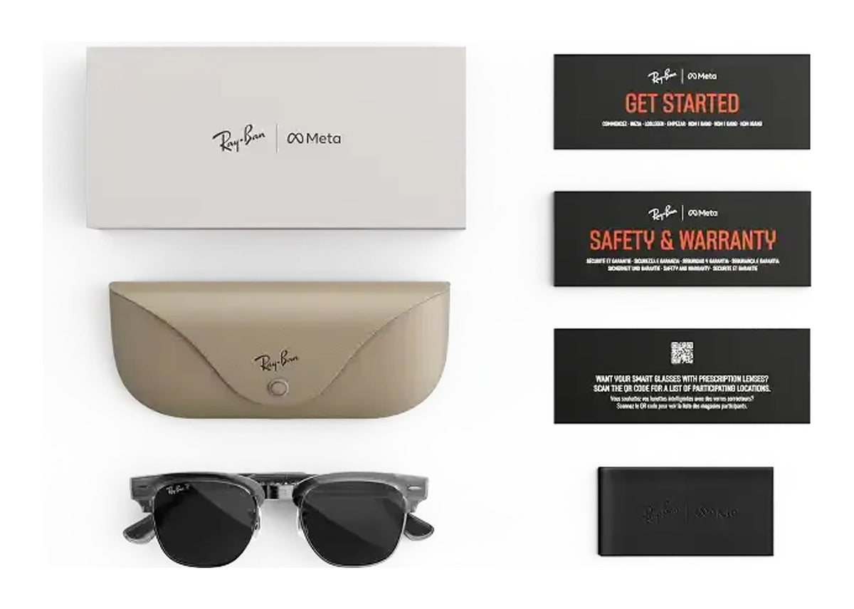 Ray-Ban Meta Clubmaster Audio AI Smart Glasses Polarized Grey Lens Iron