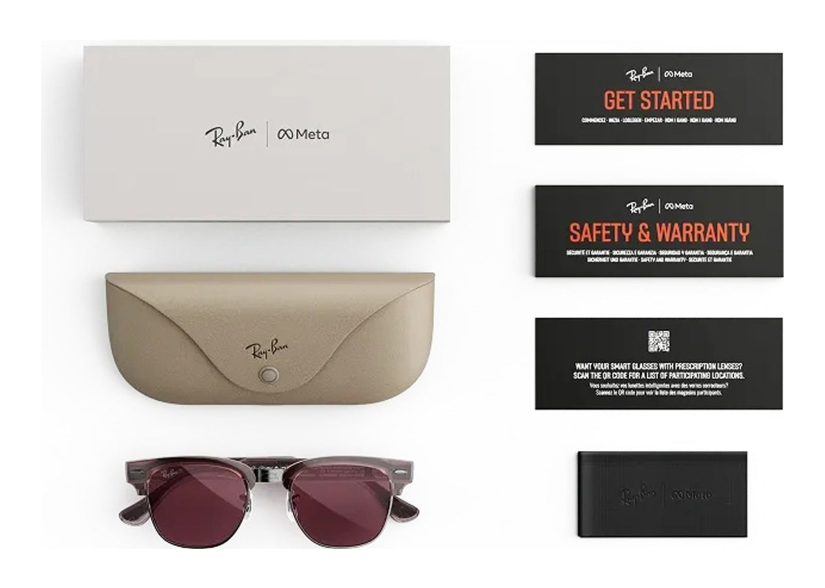 Ray-Ban Meta Clubmaster Audio AI Smart Glasses Transitions Ruby Lens Orchid