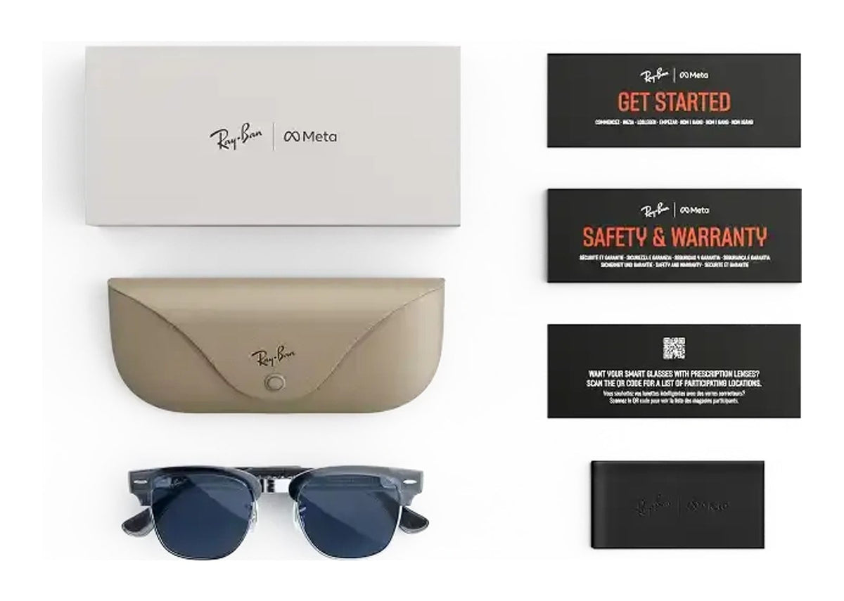 Ray-Ban Meta Clubmaster Audio AI Smart Glasses Transitions Sapphire Lens Blue