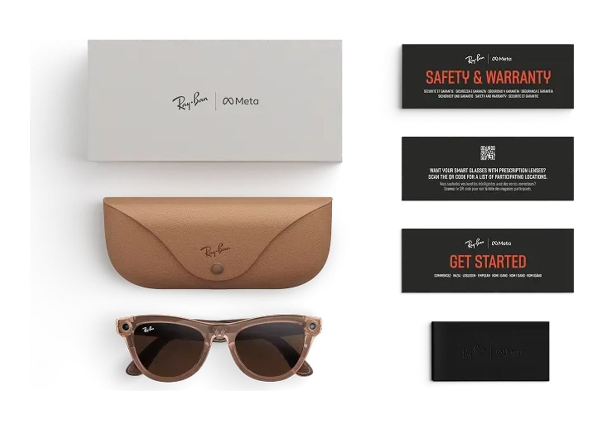 Ray-Ban Meta Skyler Gen 2 AI Smart Glasses Brown Transitions Lens Shiny Transparent Peach