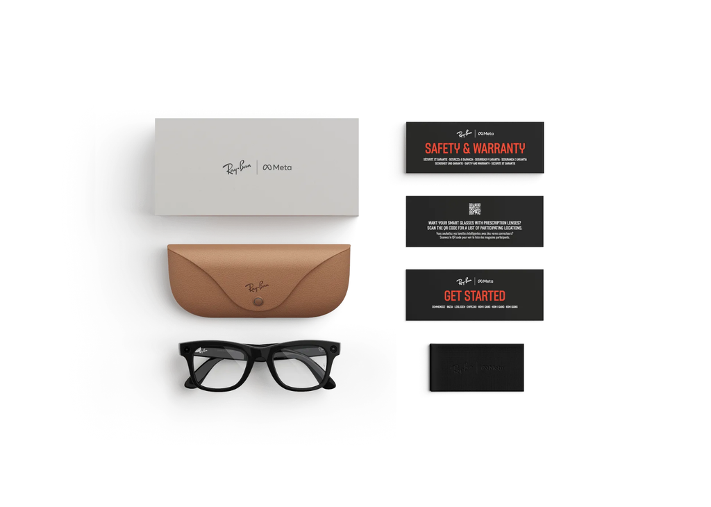 Ray-Ban Meta Wayfarer Gen 1 AI Smart Glasses Clear Lens Shiny Black