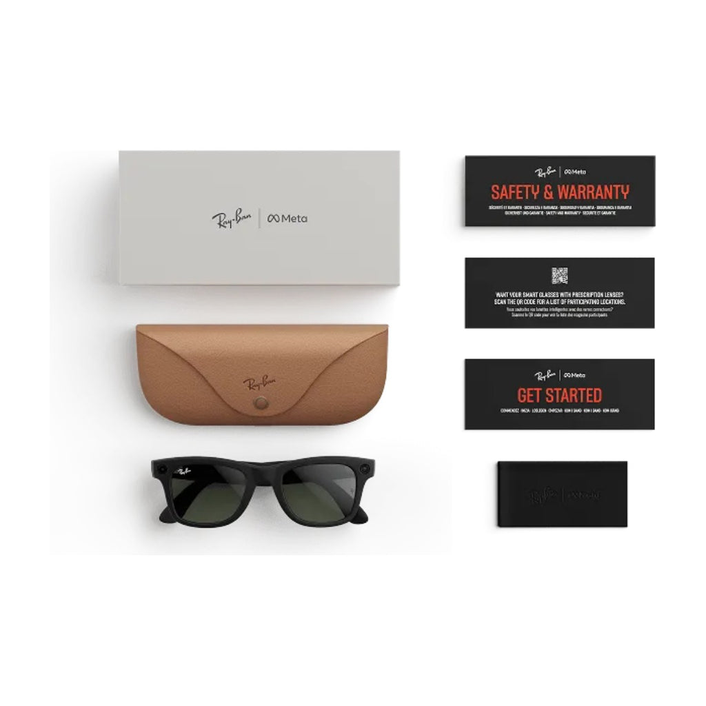 Ray-Ban Meta Wayfarer Gen 1 AI Smart Glasses Clear to Graphite Green Transitions Lens Matte Black