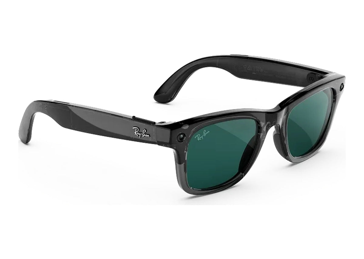 Ray-Ban Meta Wayfarer Gen 3 AI Smart Glasses Transitions Aquamarine Lens Transparent Black