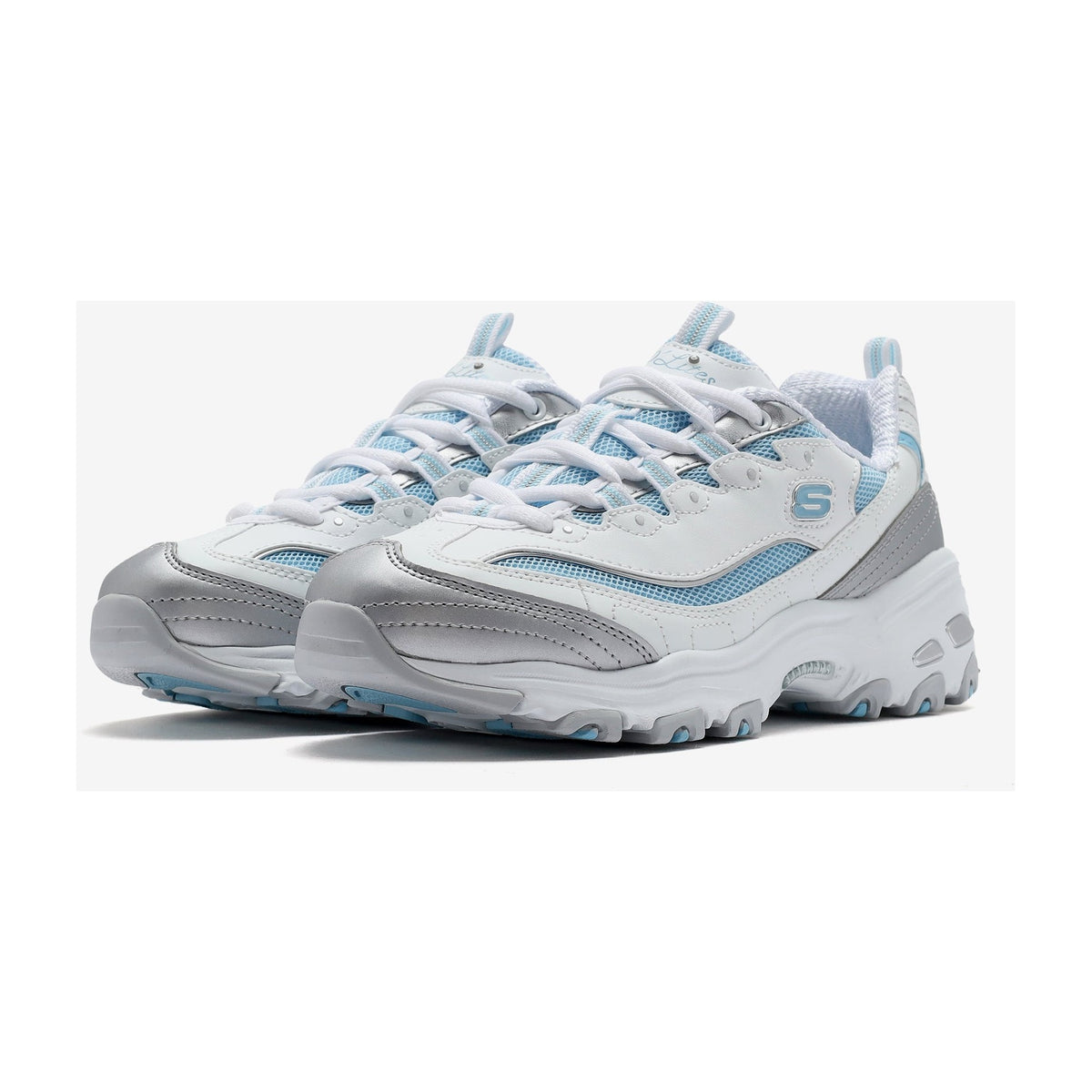 Skechers D'lites Chromatic White Silver Light Blue