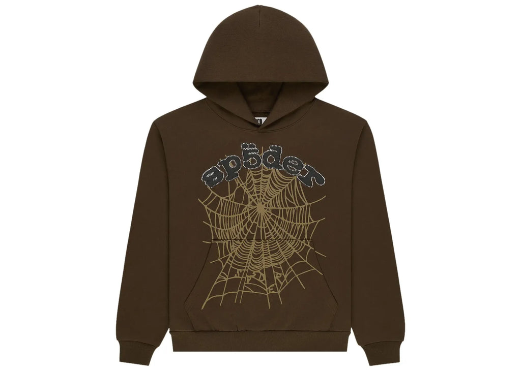 Sp 5 der Og Web Rhinestone Hoodie Brown