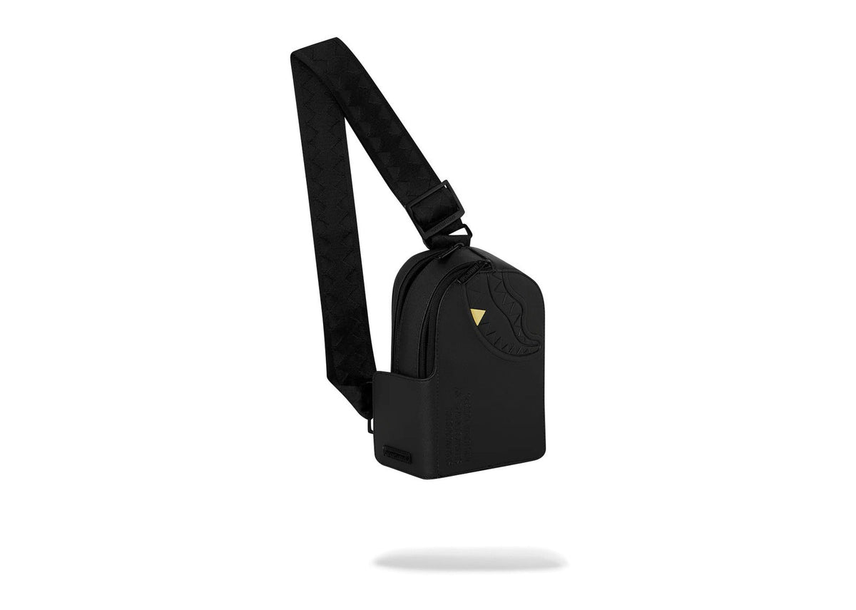Sprayground Blacked Out Embossed Gold Tooth Backpack Sling