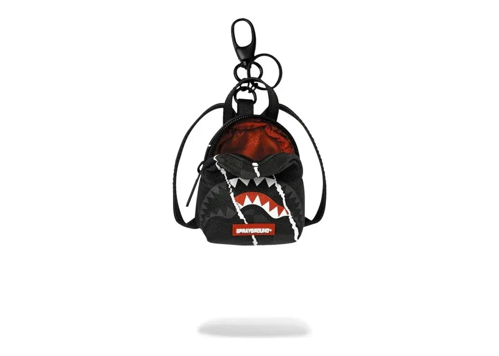 Sprayground Center Rip Revealing Gray Check Backpack Keychain