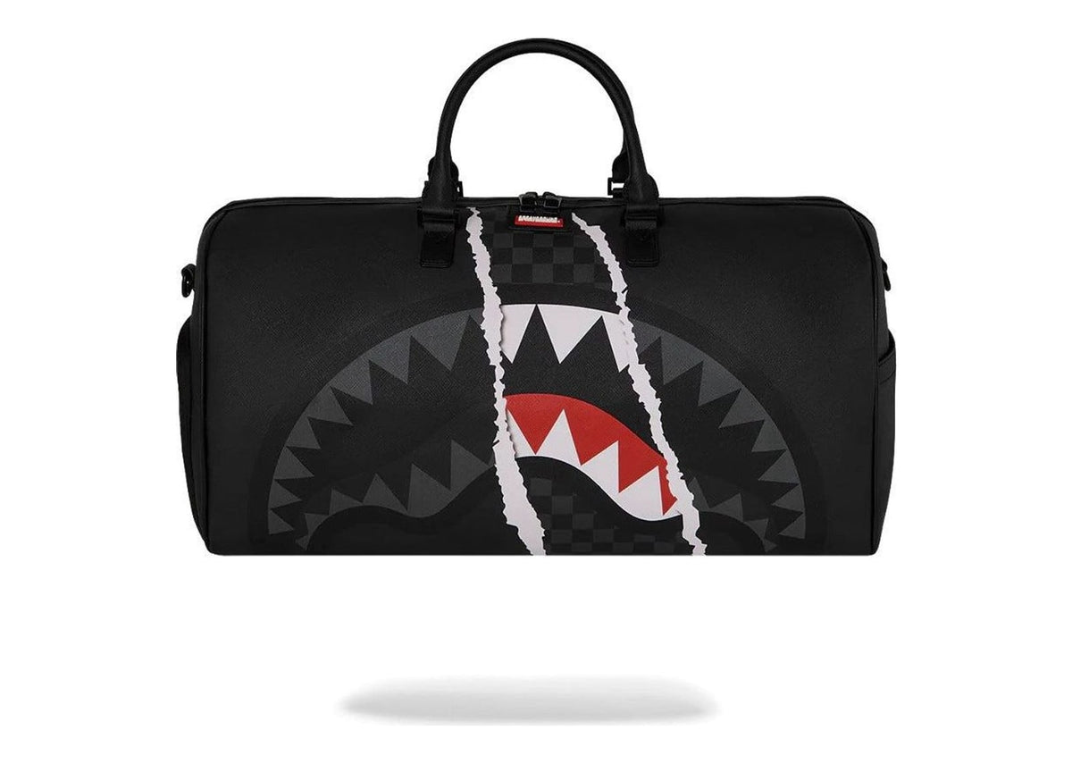 Sprayground Center Rip Revealing Gray Check Mini Duffle Grey