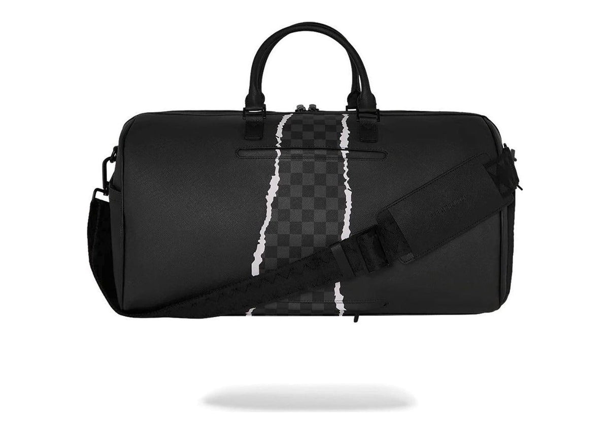 Sprayground Center Rip Revealing Gray Check Mini Duffle Grey