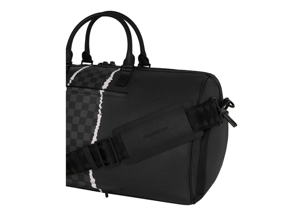 Sprayground Center Rip Revealing Gray Check Mini Duffle Grey