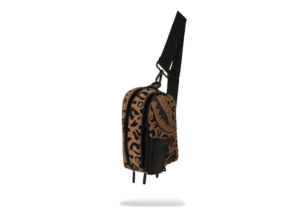 Sprayground Chenille Cheetah Backpack Sling Brown