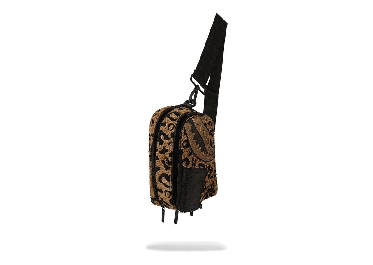 Sprayground Chenille Cheetah Backpack Sling Brown