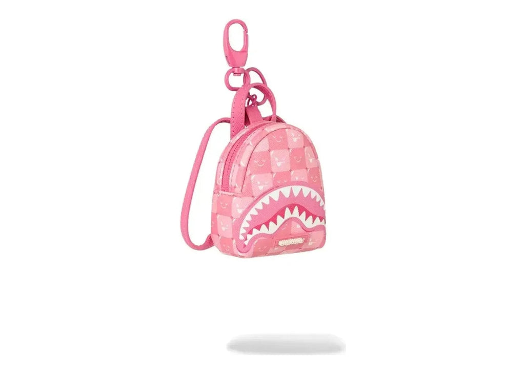 Sprayground Pink New Check Faces Backpack Keychain