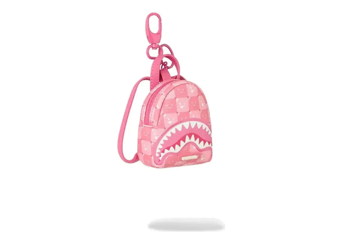 Sprayground Pink New Check Faces Backpack Keychain