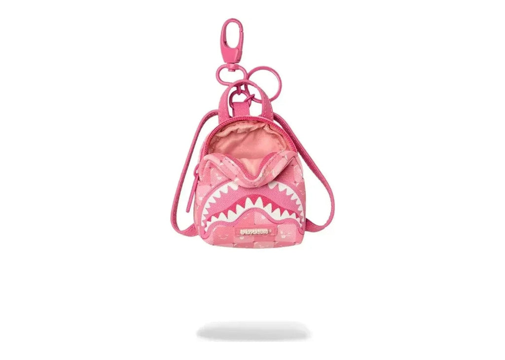 Sprayground Pink New Check Faces Backpack Keychain