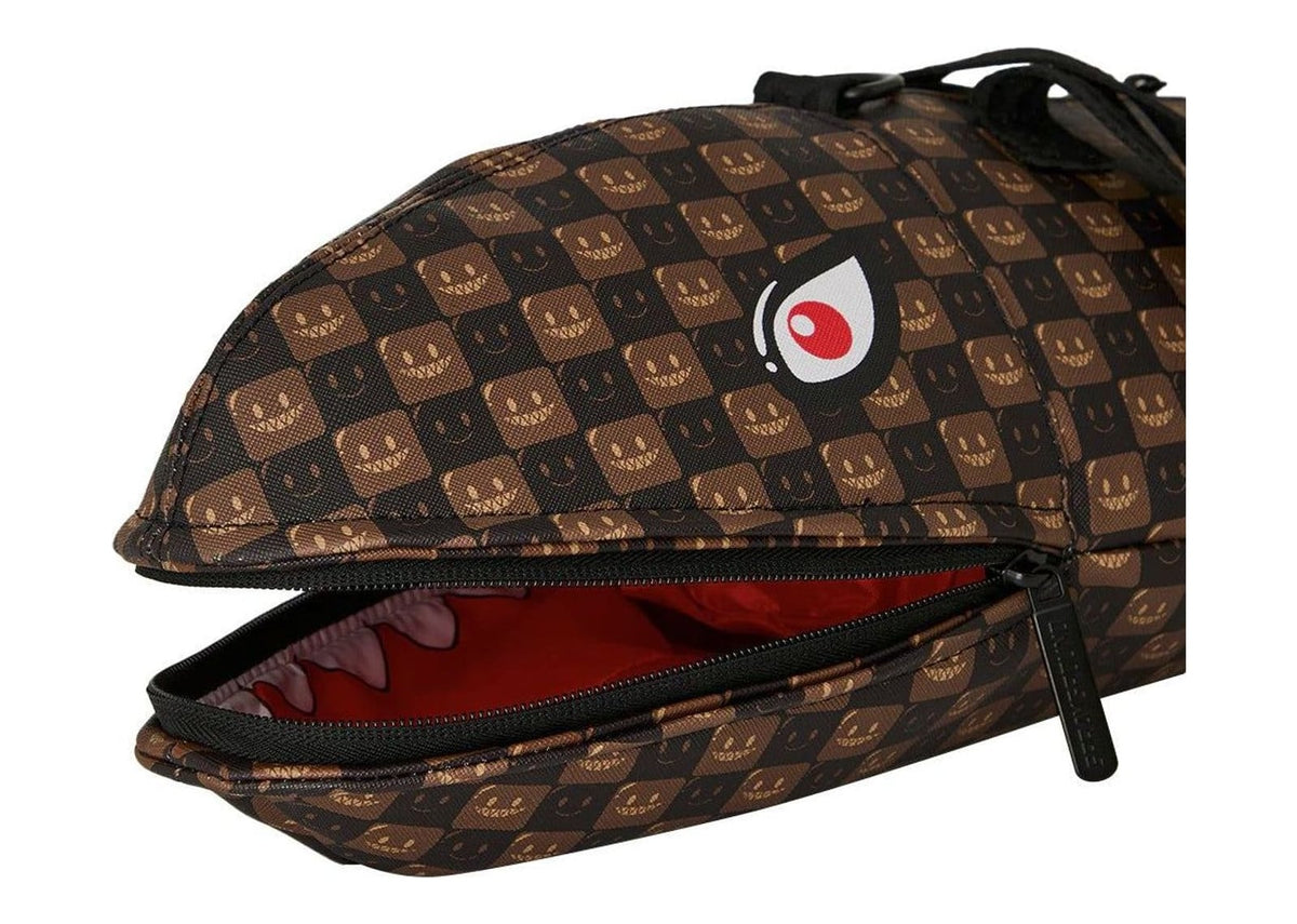 Sprayground Sharks In Paris WTF Bubble Brown Check Shark Duffle Brown