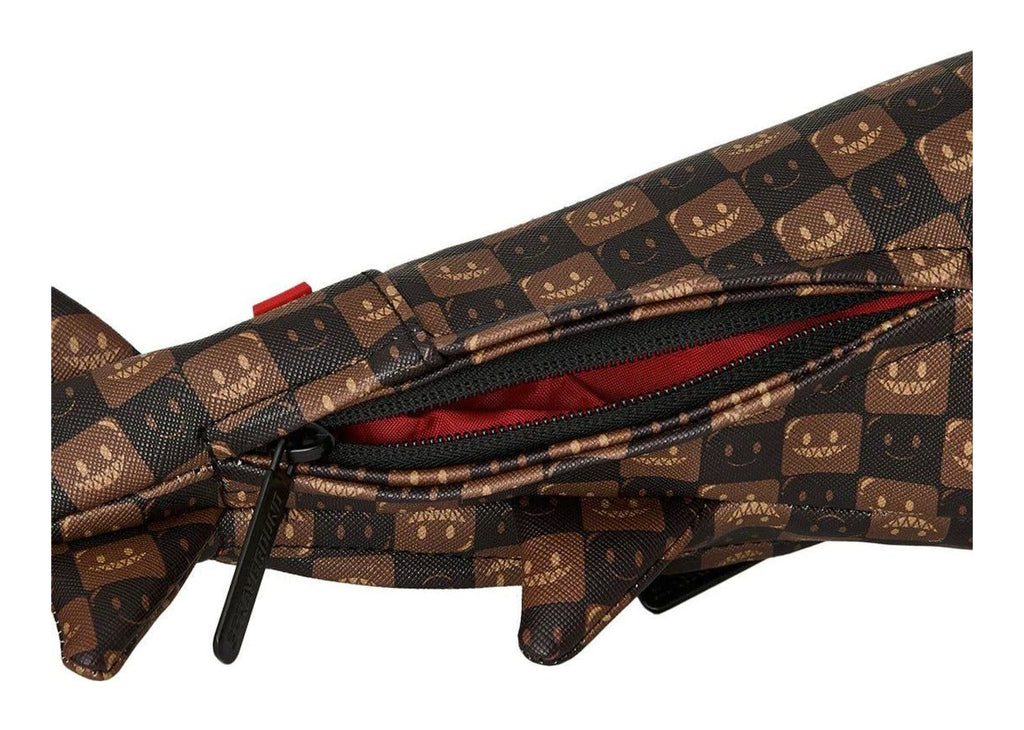 Sprayground Sharks In Paris WTF Bubble Brown Check Shark Duffle Brown