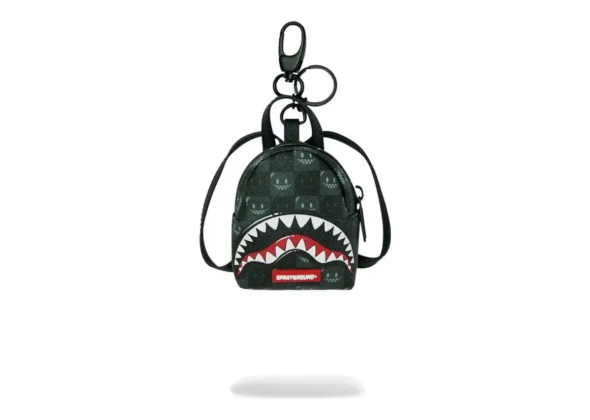 Sprayground Sharks in Paris WTF Bubbly Black Check Backpack Keychain