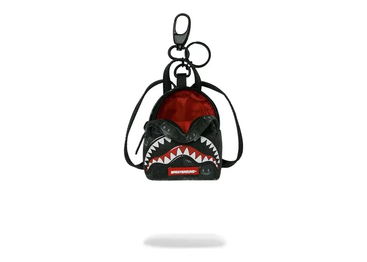 Sprayground Sharks in Paris WTF Bubbly Black Check Backpack Keychain