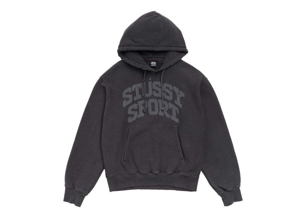 Stussy Block Sport Hoodie Garment Dyed Faded Black