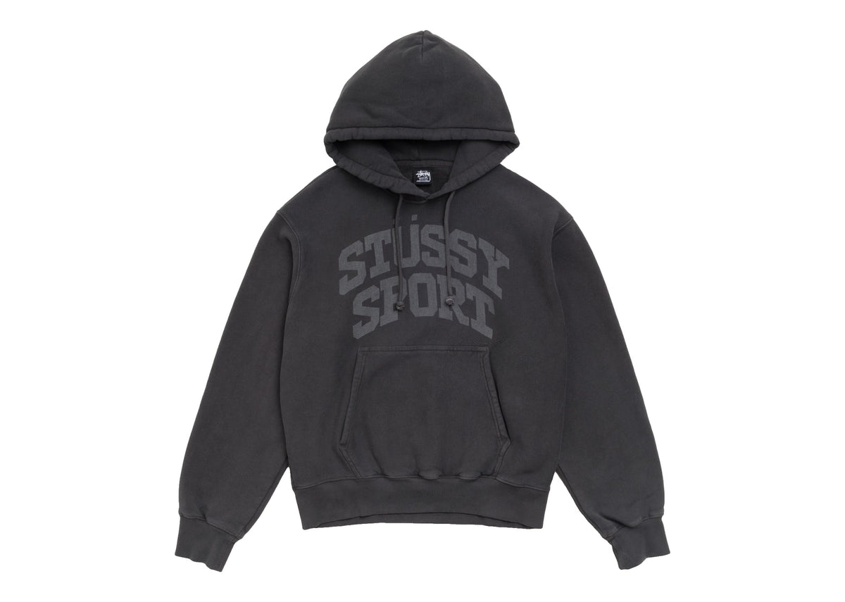 Stussy Block Sport Hoodie Garment Dyed Faded Black
