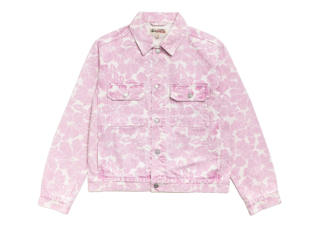 Stussy Denim Trucker Jacket Pink Hawaiian