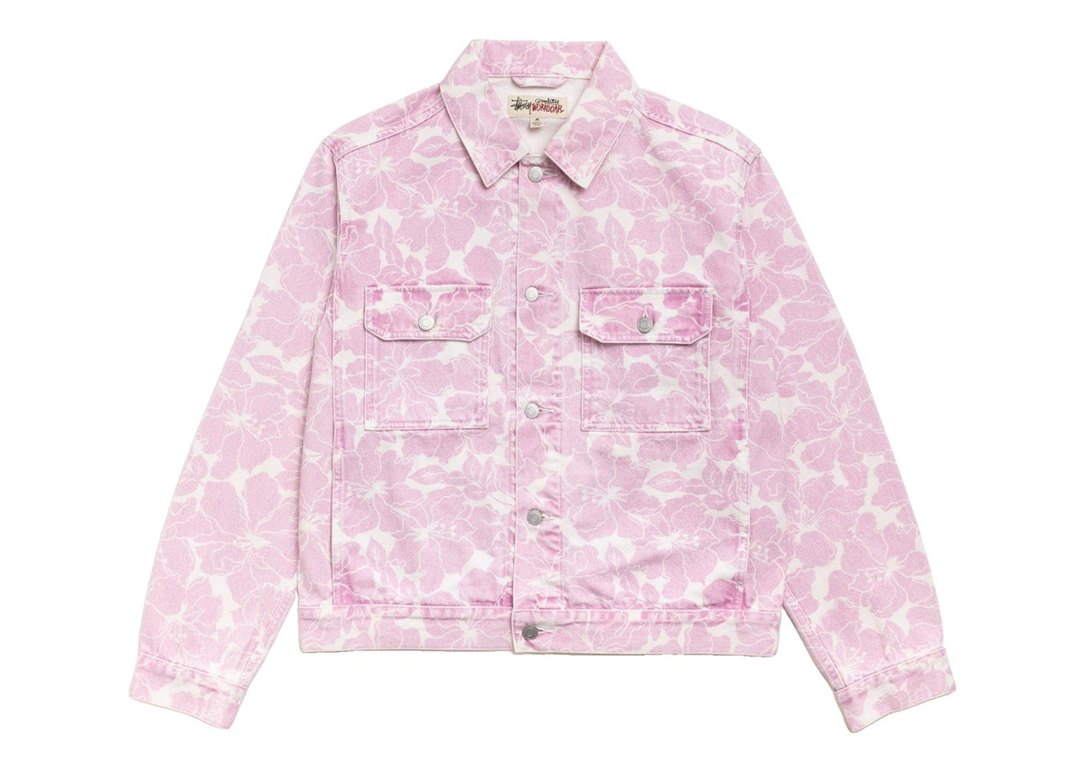 Stussy Denim Trucker Jacket Pink Hawaiian
