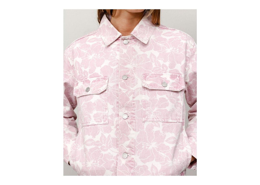 Stussy Denim Trucker Jacket Pink Hawaiian